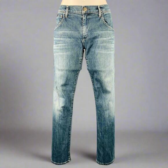 GOLDSIGN Size 27 Blue Cotton Blend Distressed Jeans - Picture 1 of 7